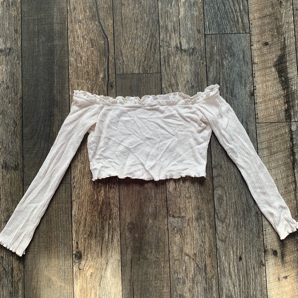 Room Service white crop longsleeve